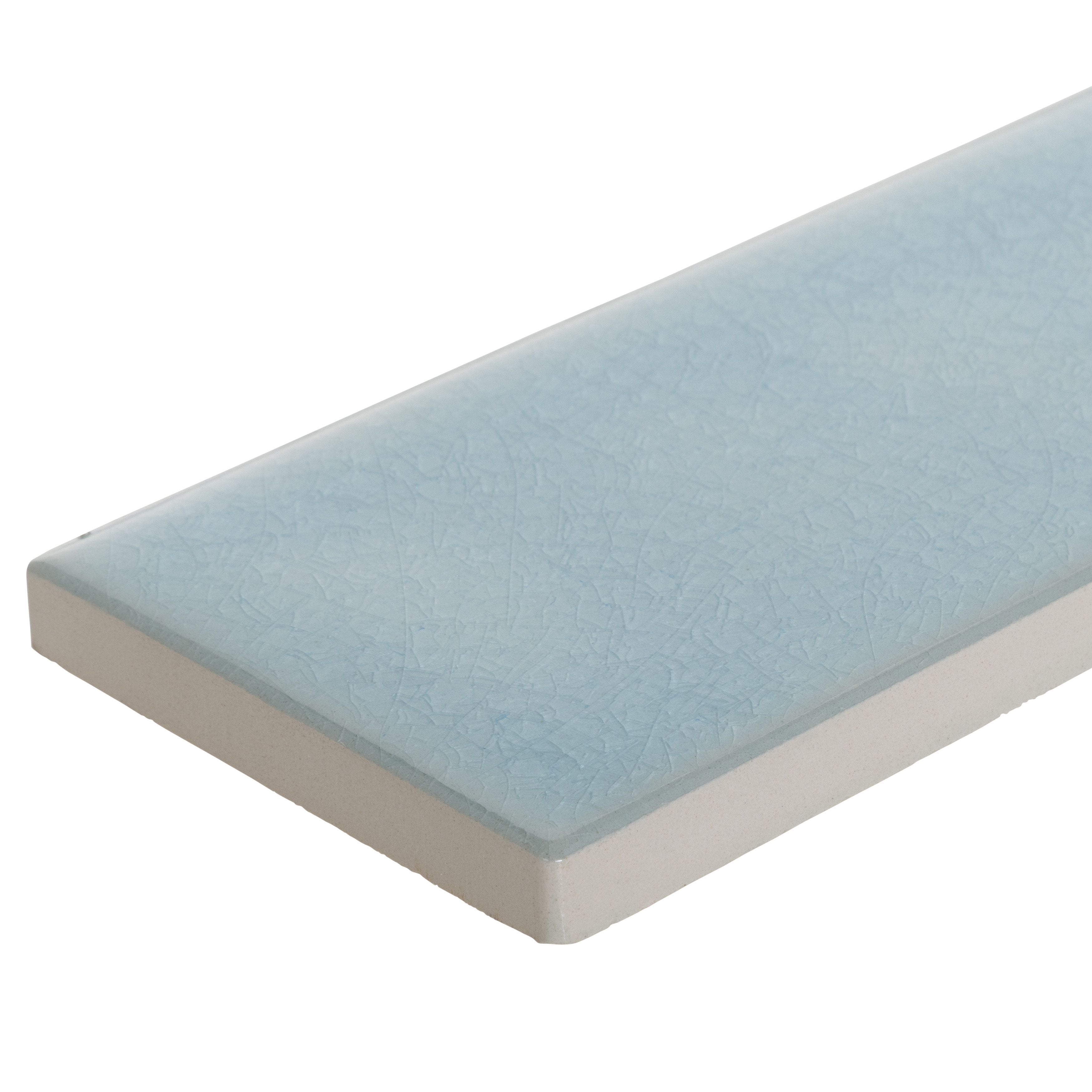 2.6x8 Crackled Turquoise white body ceramic wall tile - Industry Tile